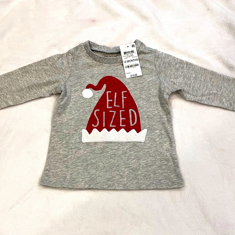 “Elf Sized” gray long sleeve tee - 12 months (NWT)